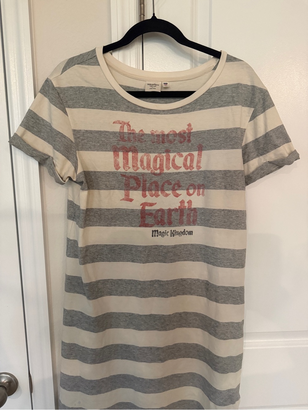 Disney Parks by Junk Food Clothing Gray & Cream Striped Tee dress Magic Kingdom